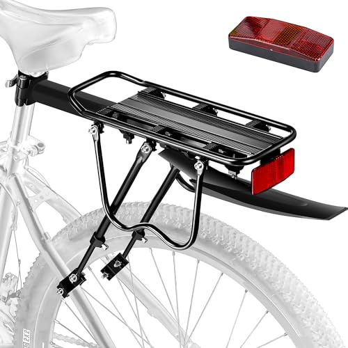 YONTUO Fahrrad Gepäckträger Set [24-29 Zoll ]- 50KG Tragfähigkeit Fahrrad Gepäckträger Hinten mit Schutzblech und großem Reflektor, Schnellverschluss Fahrradträger für Mountainbike & Rennrad