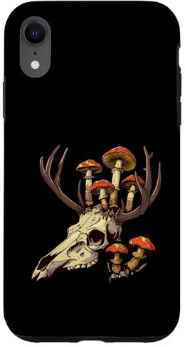 Skull Mushrooms Natural Motif Case for iPhone XR
