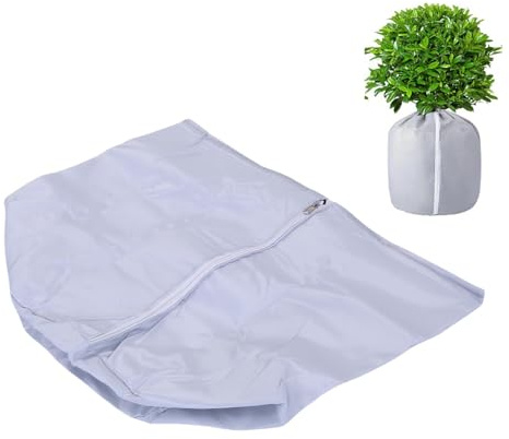 Jectse Pflanzen-Winterschutztopf, Anti-Frost-Blumentopf-Schutztasche mit Kordelzug und Reißverschluss für Winter-Obstbäume Im Freien, Topfpflanzen, Sträucher (Silber grau)