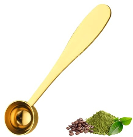 Whispern Cloud 5ml Gold Stainless Steel Measuring Spoon, Long Handle | Precision 5ml Measuring Scoop, Rustproof Stainless Steel, Polished Gold Finish, Ideal for Loose Tea, Spices & Home Baking