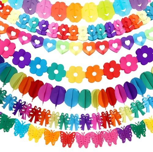 7 Stück Bunte Girlande, vielseitige Girlande Geburtstag Party-Dekogirlanden ideal für Geburtstage, Jugendweihen, Hochzeiten, Jugendweihe Deko und Fasching