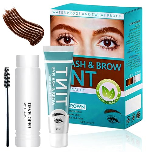 Augenbrauen Färbeset,Augenbrauen-Färbeset zur sanften Coloration,Mit Bürste,Für Pflege der Brauen,Ideal für täglichen Look(Dunkelbraun)