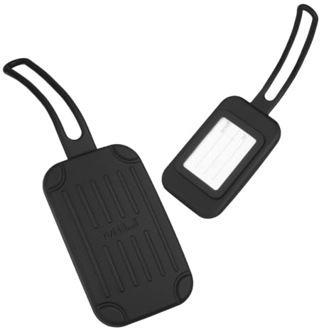 MiLi Étiquette de Bagage en Silicone avec Tracker, Double système (iOS/Android) localisateur pour Valise, Sac de Voyage, Sac à Dos, Compatible avec iOS Localiser et Google Localiser App, Noir