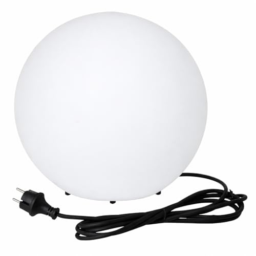 LightLogic Kugellampen für Außen 20 cm Weiß IP65, Garten Kugelleuchte E27 ohne Leuchtmittel, Wetterfest mit 3 m Kabel, Leuchtkugel Outdoor LL BELO