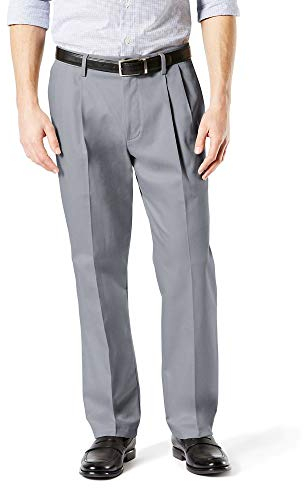 DOCKERS Herren Big & Tall Classic Fit Signature Khaki 2.0 D3 – Plissee Lässige Hose, Burma Grey, 48W / 30L