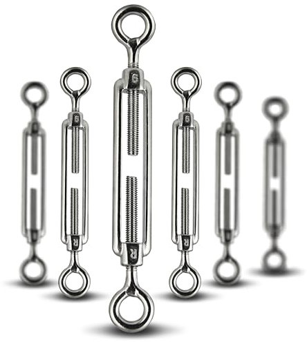 PROTECH 5 Stück Drahtspanner M8 Öse und Öse Edelstahl V4A Seilspanner Auge und Auge Spannhaken Spannschloss Spannschraube Spanner Drahtseil