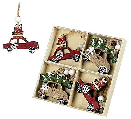 Heaven Sends Christmas Cars Wooden Tree Decorations