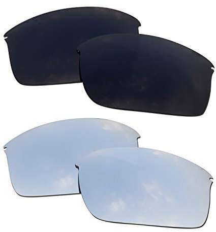 SOODASE For Oakley Wiretap Sunglasses Black/Silver 2 Pairs Polarized Replacement Lenses