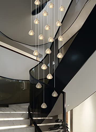 H.W.S LED Moderne Pendelleuchte esstisch Pendellampe Villa Kronleuchter Höheverstellbar Hängeleuchte aus Glas Küchen Flurlampe Kristall Treppenhaus(Square, 36-flammig)