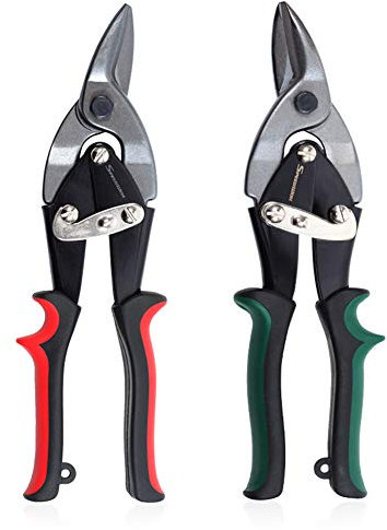 SPEEDWOX Luftfahrt-Blechschere Set Links und Rechts Schnitt 2 Stück Compound Action Metallschere geschmiedete Klinge Edelstahl Schneidschere Metallblechschneider
