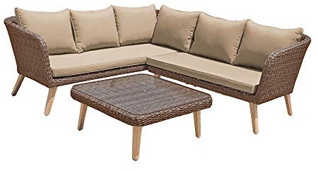 Sitzgarnitur Sitzgruppe Holz Garten Lounge Set Gartenmöbel Massiv Tisch Sofa