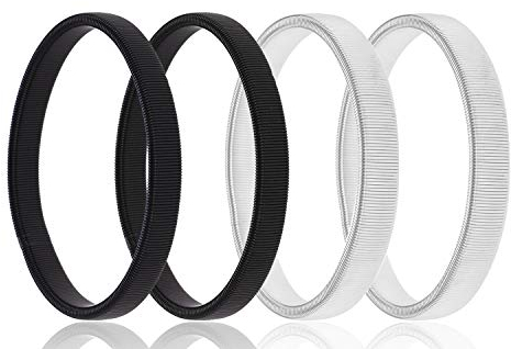 NATEE 2 Paar Ärmelhalter, Anti Rutsch Hemd Hülsenhalter Strumpfbänder Stretch Metallarmbänder zum Fixieren von langen Ärmeln(Silber + schwarz)