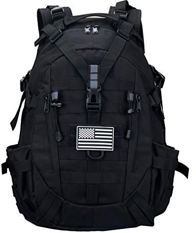 Pickag Taktischer Rucksack Militär MOLLE Tasche Wandern Tagesrucksack für Camping Trekking Jagd Reisen Motorrad, Herren, schwarz, Medium