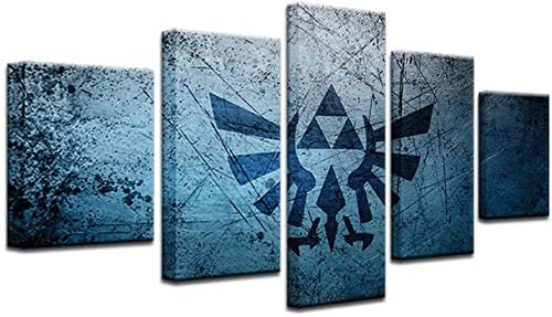 HAOSHUNDA Zelda Triforce-Poster, Heimdekoration, Wandkunst, 5-teilig, Leinwanddruck, Wandkunst (30,5 x 50,8 x 5,1 x 51,3 x 5,1 cm)