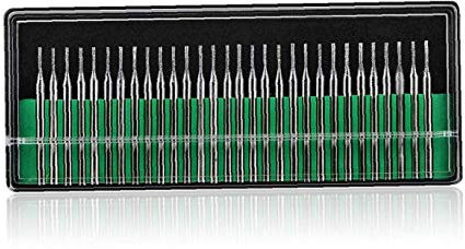 Zonfer 30pcs 1mm Premium Diamond Drill Bit Cylindrical Burr Kit Jewelry Beach Sea Glass Shells Gemstones Lapidary