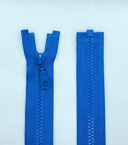 YKK - Cerniera lampo con denti in plastica n. 5, misura media, divisibile, 201 blu mare, 50 cm