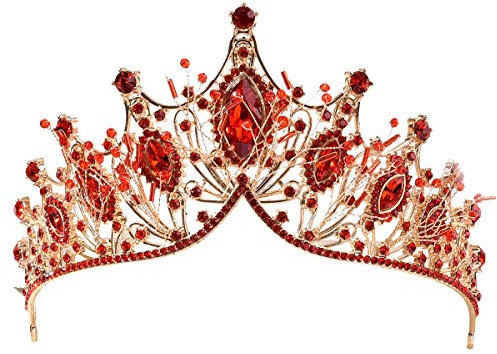 Moonight Hochzeitskrone für Braut, Strass, Prinzessinnen-Diadem für Damen, Abschlussball, Königin, Festzug, Braut, Hochzeitskrone (0980rot), One Size, Strass Legierung