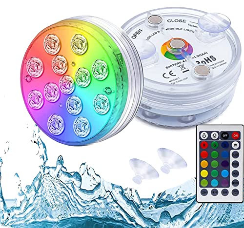 LumièRe Sous Marine, LumièRe De Piscine Led Sous Marine Pour Piscine Minuterie RGB 13 Led à Changement Couleur Ip68 Ventouse MagnéTique éTanche Pour éClairage Piscine Base Vase Aquarium