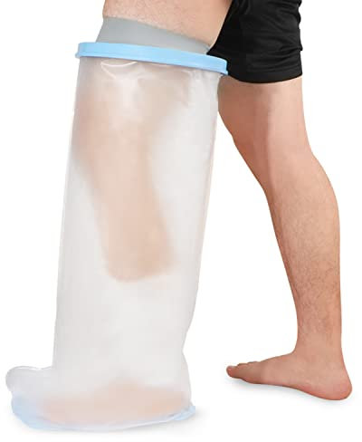 Extra großer Duschfußschutz, wasserdichte Beinauflagen für Erwachsene mit rutschfester Polsterung unten, Schutz für Gips trocken