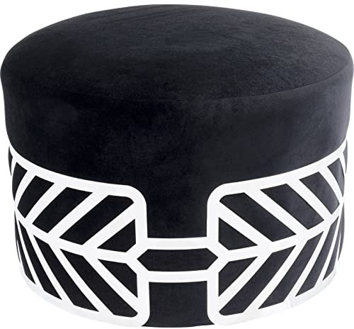 Kare Design Hocker Jenna Schwarz, Samtoptik, Wohnaccessoire, rund, Sitzhöhe 41cm