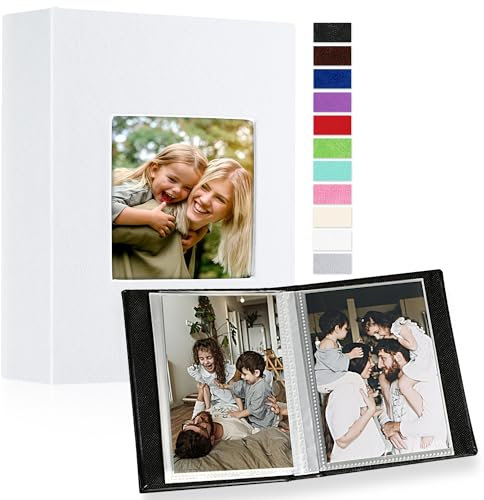 Ywlake Fotoalbum 10x15 100 2 Packungen, Klein Mini Leder Einstecken Einsteckalbum für Hochformat Fotos Bilder Weiß