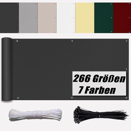 Ufamiluk Balkon Windschutz Anthrazit balkonumrandung Stoff HDPE Wetterfest Blickdichte UV-Schutz für Balkon Zaun Terrassen Garten Swimming Pool 85x550cm