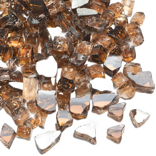 vchin Verre de brasero en cuivre pour brasero au propane, cheminée et décoration extérieure 1/4 en verre réfléchissant pour foyer, 4,5 kg