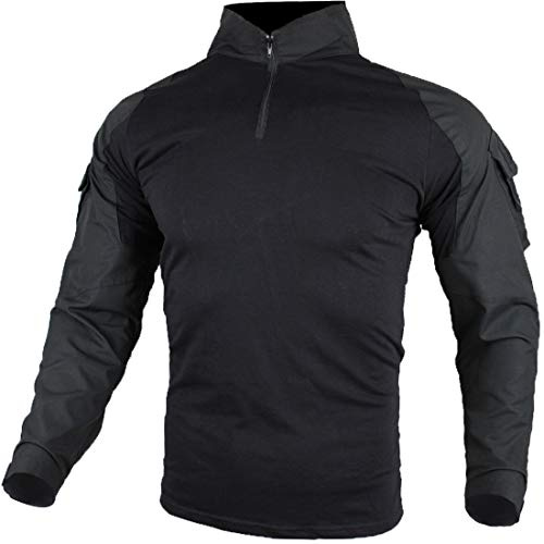 zuoxiangru Hommes Tactique Combat T-Shirt, Ripstop Respirant Chemise pour la Chasse Militaire Airsoft (Noir, EU XXL=Tag 4XL)