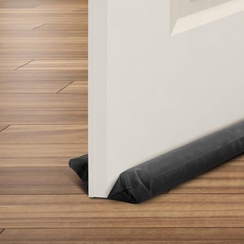 CUQOO Draft Excluder for Doors - Fits 76.2-91.4cm Adjustable Under Door Draught Excluder with Thick Foam, Noise, Cold, Dust & Odours, Washable, Energy-Efficient Draft Seal for Gaps Up to 3.8cm, Black
