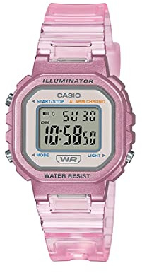 Casio Montre à Quartz numérique pour Femme avec Bracelet en résine LA-20WHS-4A, Rose Transparent