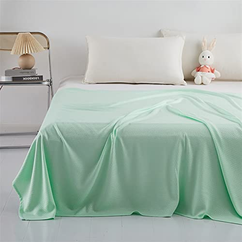 Heavyoff Bambusfaser Kühldecke, Selbstkühlend Sommerdecke mit Q-Max 0,43 Kühlfasern aus natürliche Bambus Tagesdecke Weiche Wohndecke für Kinder und Erwachsene Grün, 100x150cm