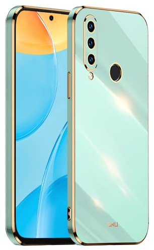 EASSGU Galvanisierter Rahmen Handyhülle für Samsung Galaxy A20s (6.5 Inches), Weiche TPU Silikon Schutzhülle - Grün