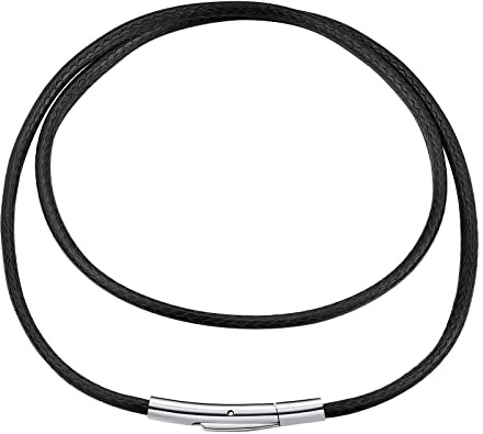 FindChic 2/3MM Collier Chaine Homme Cuir Cordon Collier pour Pendentif Femme Homme Chaîne Noir/Marron Ras de Cou Waterproof Boutton Rotatif avec Fermoir Acier Inoxydable Longueur 40cm-75cm