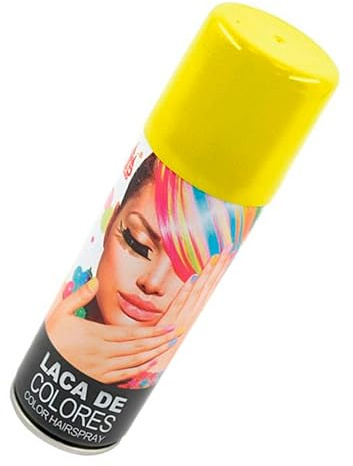 Tradineur - Laca para pelo en spray para halloween - Cantidad: 125 ml - Accesorio para disfraz de carnaval, fiestas, cosplay, cumpleaños, adulto - Color Amarillo