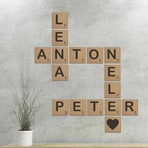 Scrabble Holz Deko Buchstaben Wanddeko Lasergravur Bauhaus Skandi (12x12 cm)