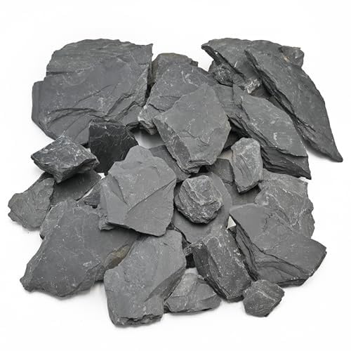 KINGRUI Natürlicher Schieferstein 9 kg – Große Aquarium Steine 8–25 cm für Aquascaping, Fischbecken, Terrarium, Paludarium & Gartendeko