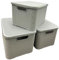 STORM TRADING GROUP Light Grey Rattan Effect Storage Baskets With Strong Lids Ideal For Kitchen, Bathroom, Laundry Room, Home & Office Storage Boxes (4)