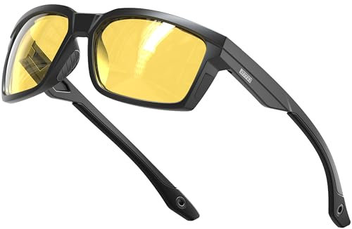 ATTCL Occhiali da Guida Notturna HD per Uomo: Antiriflesso, Visione Notturna, Colorati di Giallo per Riduzione dell'Abbagliamento 2238 Yeshi