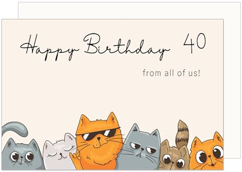Edition Seidel Premium Glückwunschkarte zum 40. Geburtstag mit Umschlag. Geburtstagskarte Grusskarte Billet Karte Happy Birthday Mann Frau Katzen (GZ357-40 SW024)