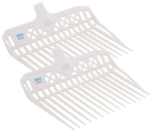SUEVIA - Testa forcella Pro letame senza manico - Ultra forte e stabile - Lunghezza denti: 7 3/4'' - Testa di ricambio Premium Forcone - Bianco (2 Unità)