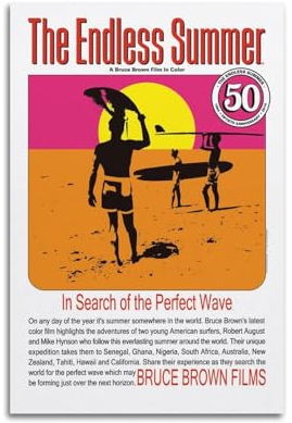 Polina Filmposter The Endless Summer auf Leinwand, Wandkunst, Dekoration, Wohnzimmer, Schlafzimmer, Dekoration, Poster, 30 x 45 cm, ungerahmter Stil