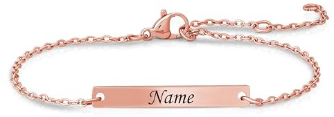 Personalisierte Geschenke Frauen | Personalisiertes Armband | Armband mit Gravur | Geschenk Freundin | Geschenke für Taufe, Valentinstag, Weihnachten, Frau und Freundin (Roségold)