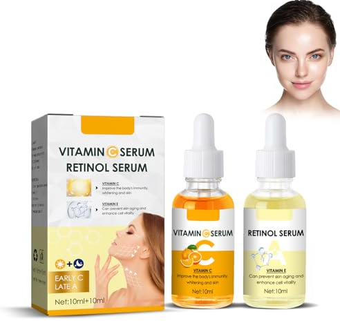 Day-Night Anti Aging Vitamin C Serum Retinol Serum, Vitamin C Serum Mit HyaluronsäUre Anti-Aging Dunkle Flecken Anti Falten Serum, Vitamin C Gesichtsserum Gegen Dunkle Flecken Und MüDe Haut