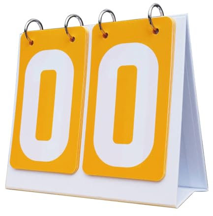 Amagogo Multi-Sport-Anzeigetafel Tisch-Punkte- 2-stellige Flip-Nummer Anzeigetafel für Basketball Tennis Ball Fußball Badminton, Gelb