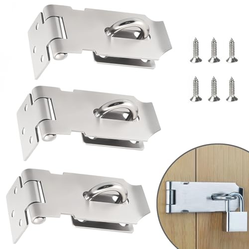 LEPEVNEY Vorhängeschloss aus Edelstahl, 7,6 cm, robustes und breites Design, Vorhängeschloss für Türen, Fenster, Schränke, Haustierkäfige, Kisten, 3 Stück