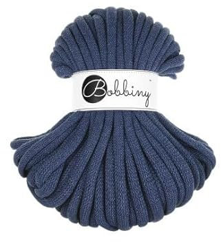 Bobbiny Flechtkordel Jumbo - 9mm - Baumwollkordel Baumwollgarn Garn Kordel Makramee Schnur Kordelband Natur Baumwolle DIY-Basteln 30m - Jeans