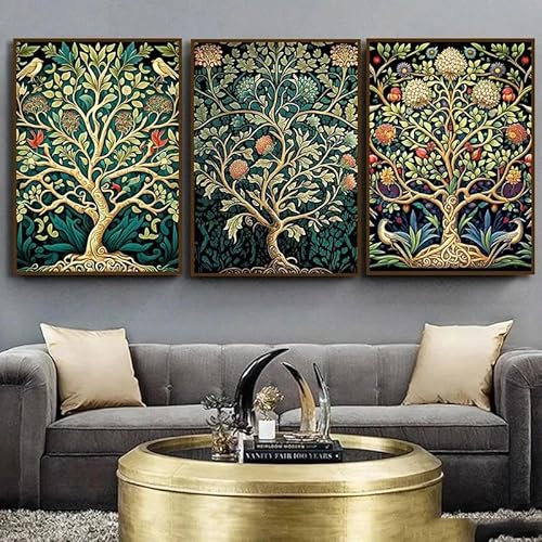 Abstrakter Baum Des Lebens Tag Der Toten Poster Leinwand Malerei Wand Kunst Für Wohnzimmer Wohnkultur 60Cmx80Cmx3Pcs Kein Rahmen