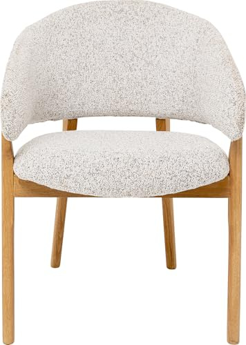 Kare Design Armlehnstuhl August, Grau, Sitzhöhe 45cm, Esszimmerstuhl, Polsterstuhl, Stuhl, Eiche Massivholz Beine, Esszimmer