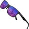 DUCO Herren Polarisierte Sonnenbrille mit Rechteckig Metallrahmen und Kohlefaser Brille Beine UV400 CAT 3 8206 (Schwarz Rahmen Revo Lila Linse)