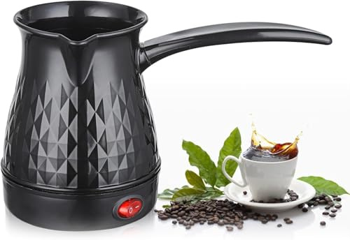 BORDEAG Espressokocher Induktion, Türkische Kaffeekanne, 500 Ml Espressokocher Camping Kaffeekocher Mokkakanne Türkische Kaffeemaschine Stilvolles Schwarz